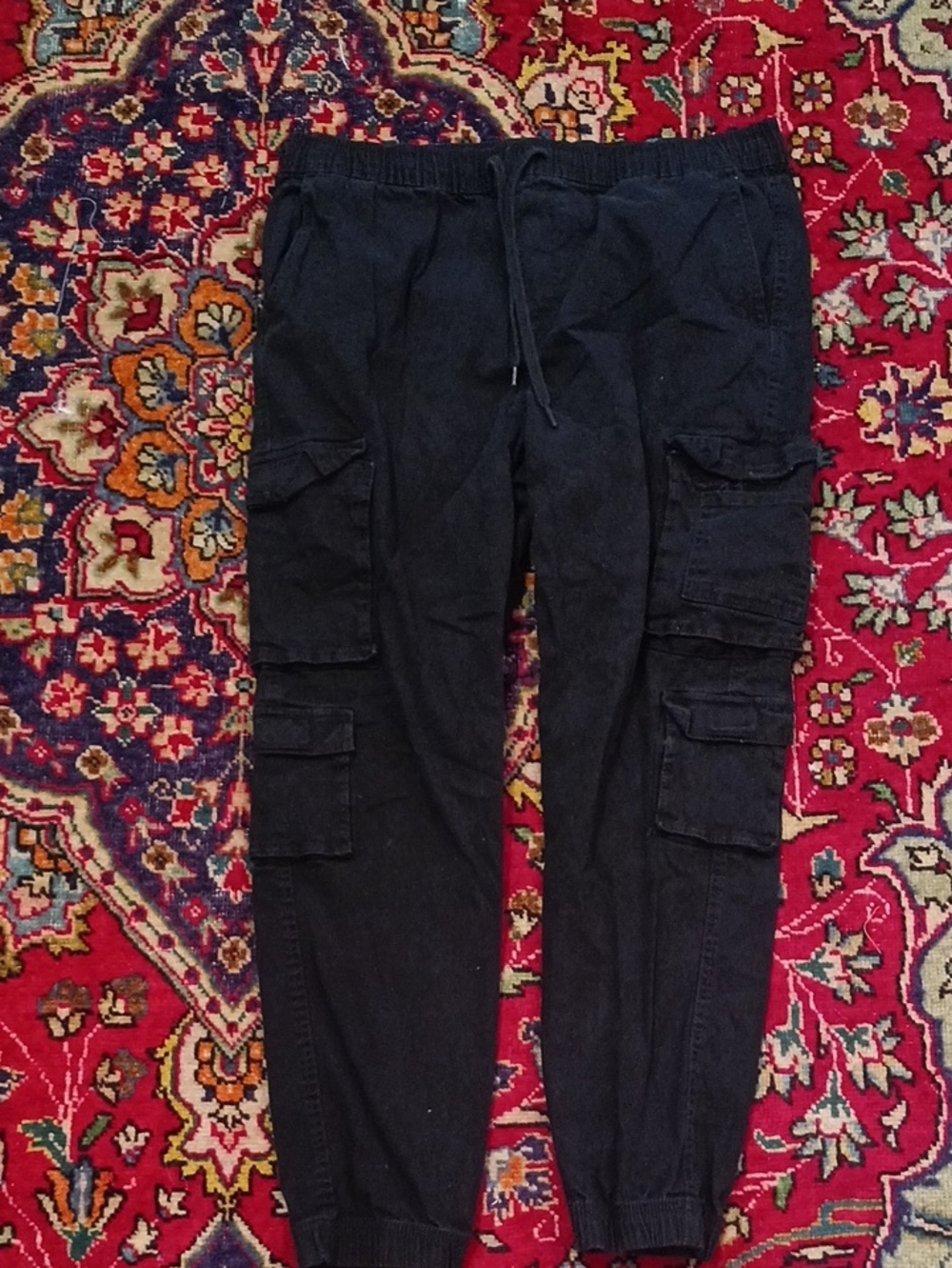 Men's Black Cargo Jogger Pants